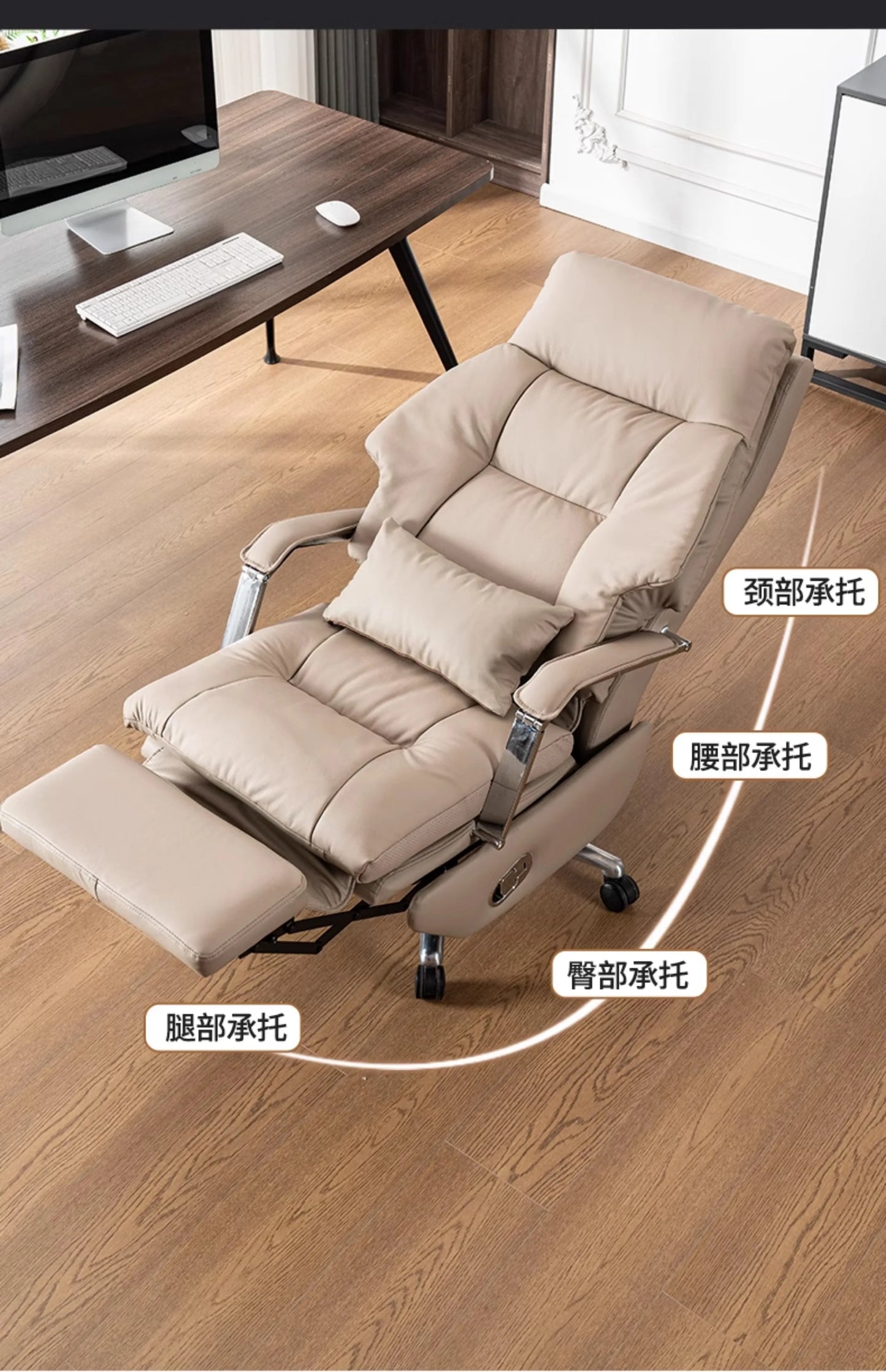 High-end office computer chair, comfortable leather electric massage office chair, adjustable recliner