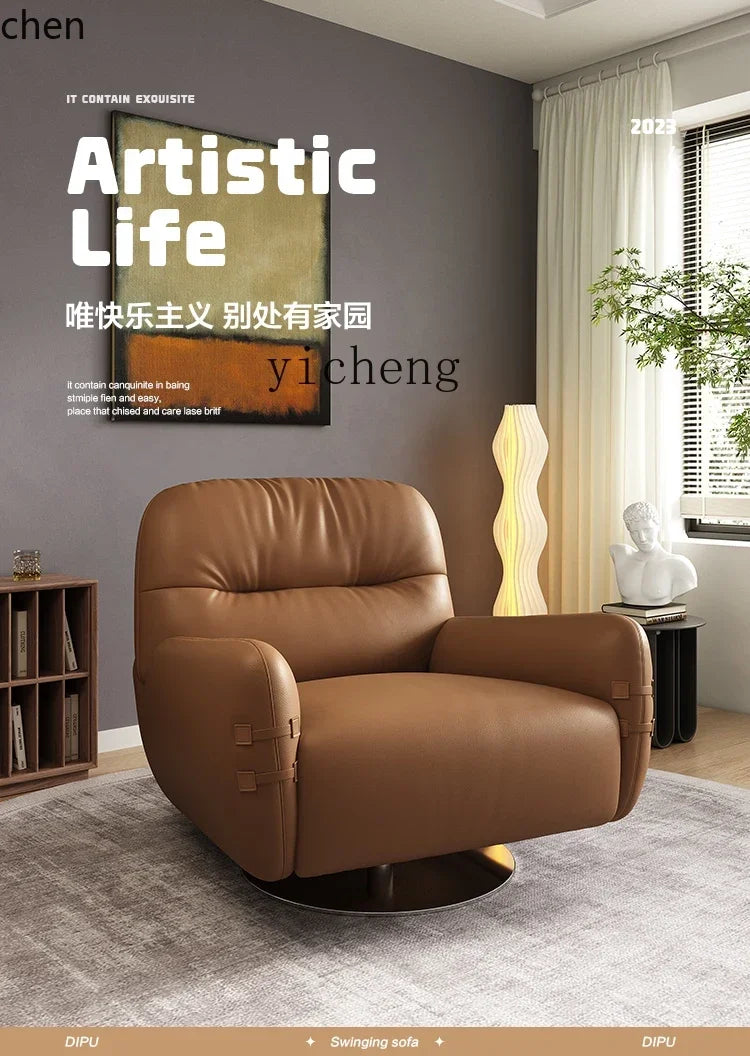 HXL modern light luxury leather sofa chair single simple living room small apartment bedroom leisure chair