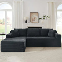 Boneless Cloud Sectional Couches for Living Room, L Shaped Sofa with Deep Seat & Left Chaise, Fluf