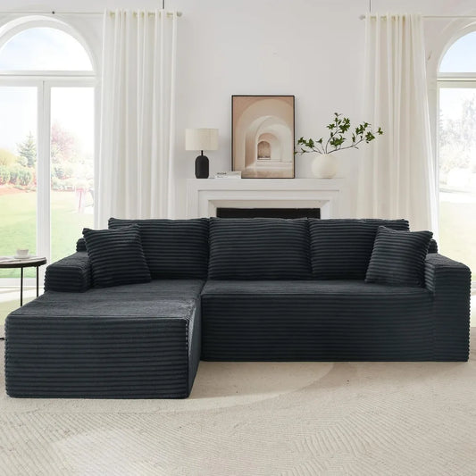 Boneless Cloud Sectional Couches for Living Room, L Shaped Sofa with Deep Seat & Left Chaise, Fluf