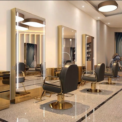 HJ Barber Shop Mirror Quick Cut Special Mirror Hair Salon Internet celebrity hair salon Full Lamp Mirror