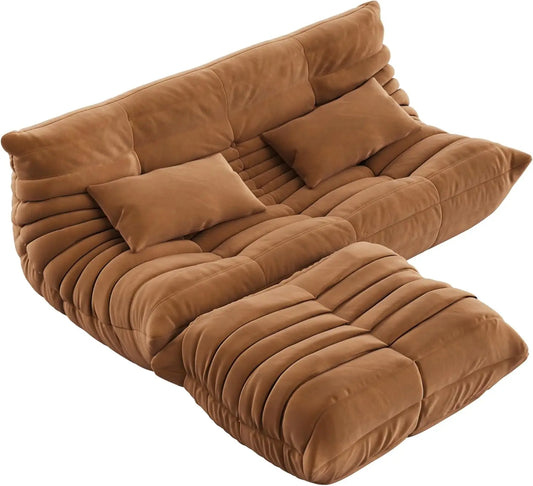 69 Inch Teddy Sofa,Loveseat Bean Bag Couch with Deep Seat,Upholstered Couches for Living Room,Bedroom,Apartment