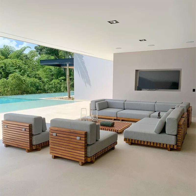 High End Teak Wood Outdoor Furniture Sofa Set Hotel Garden Patio High Quality Outdoor Furniture