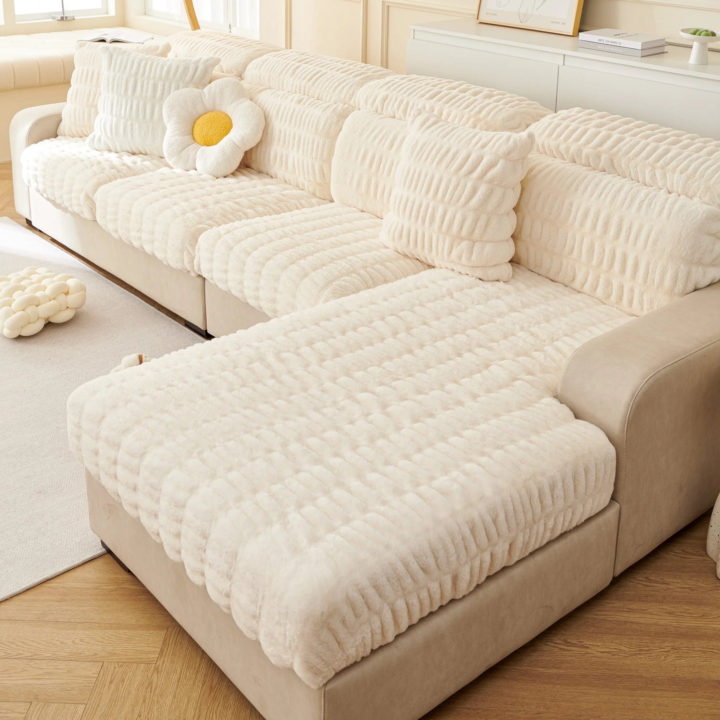 Couch Cushion Covers Individual Large Stretch Imitation Fur Sofa Cushion Covers, Couch Seat Covers Couch Slipcovers