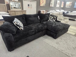 custom.ATUNUS American Thick Striped Corduroy Plush Sectional Sofa Couch Set Compression Black Brown White Living Room S