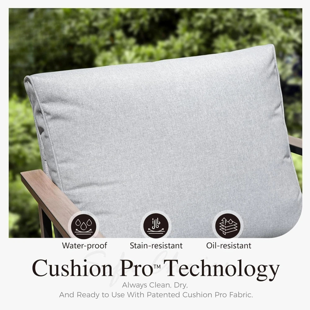 Modern Patio Furniture Set Outdoor Conversation Set 6pcs Heavy Duty with Soft Cotton-Filled Textilene Fabric fo