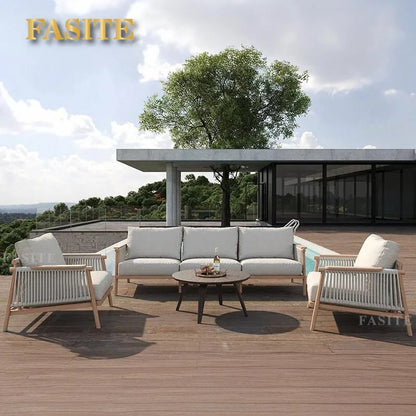 Outdoor sofa waterproof and sunscreen leisure rope weaving