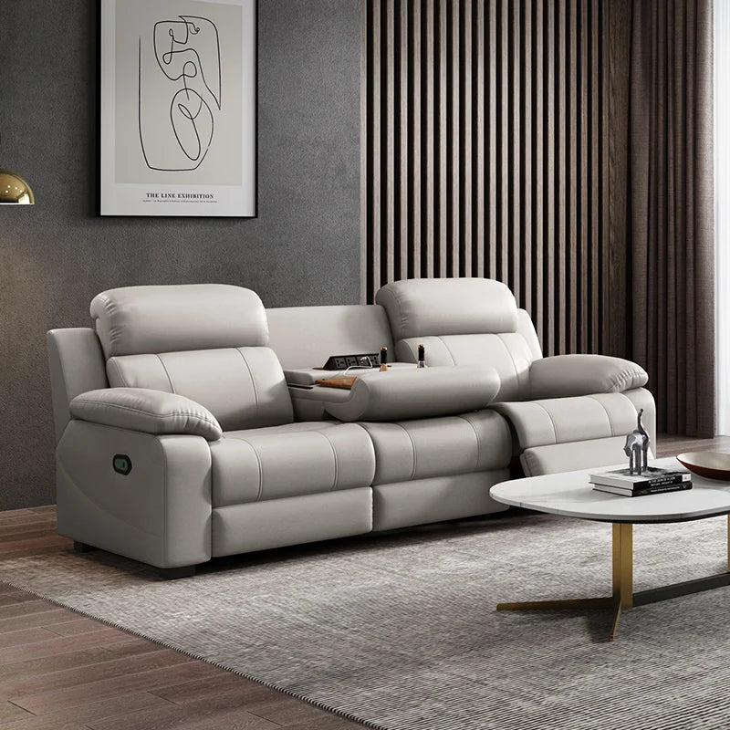 Modern 3 Seater Electric Reclining Sectional Sofa High Quality Leather Living Room Set