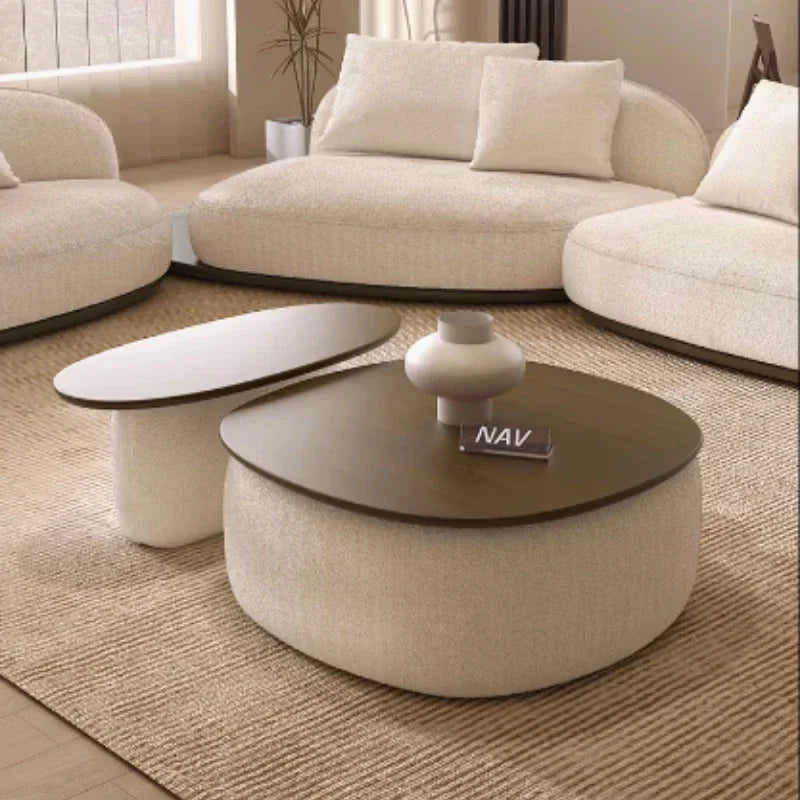 Living Room Coffee Table Designer Creative Three-person Log Style Furniture Modern Simple Modern Morocco Fabric Sectional Sofas