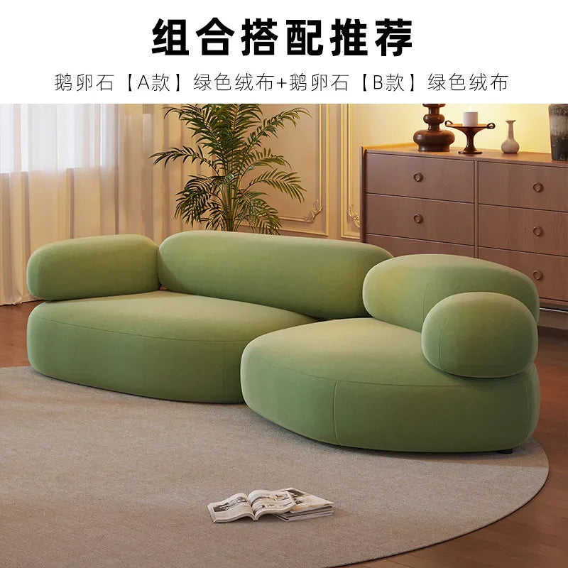 Internet celebrity fabric sofa small cobblestone sofa combination, modern simple creative leisure
