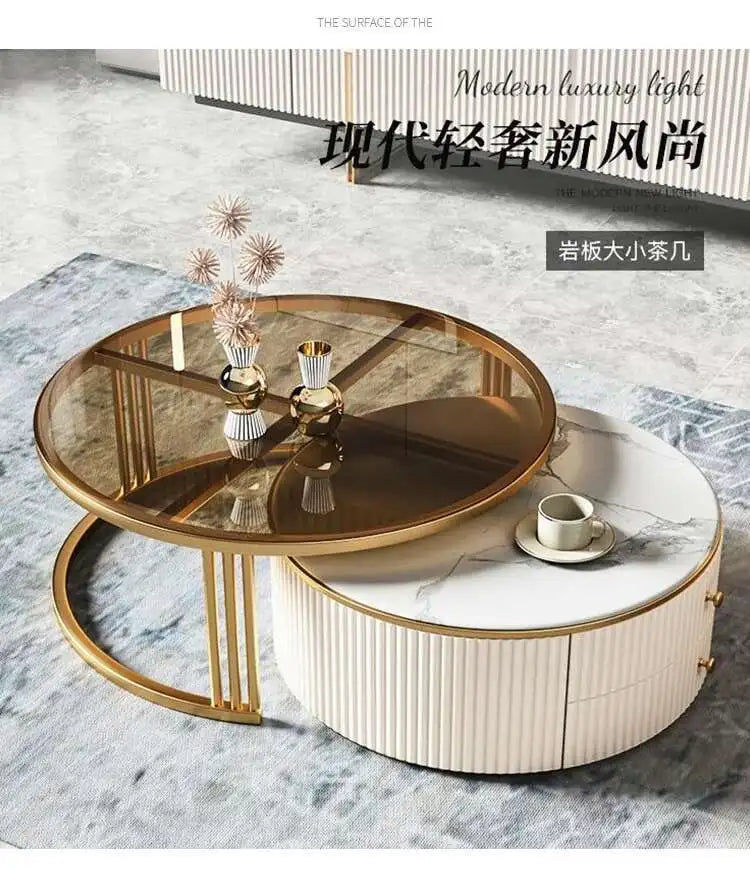 Nordic Luxury Coffee Tables Living Room Korea Beautiful Cute Side Table Marble Effect Glass Mesa De Centro De Sala Furniture