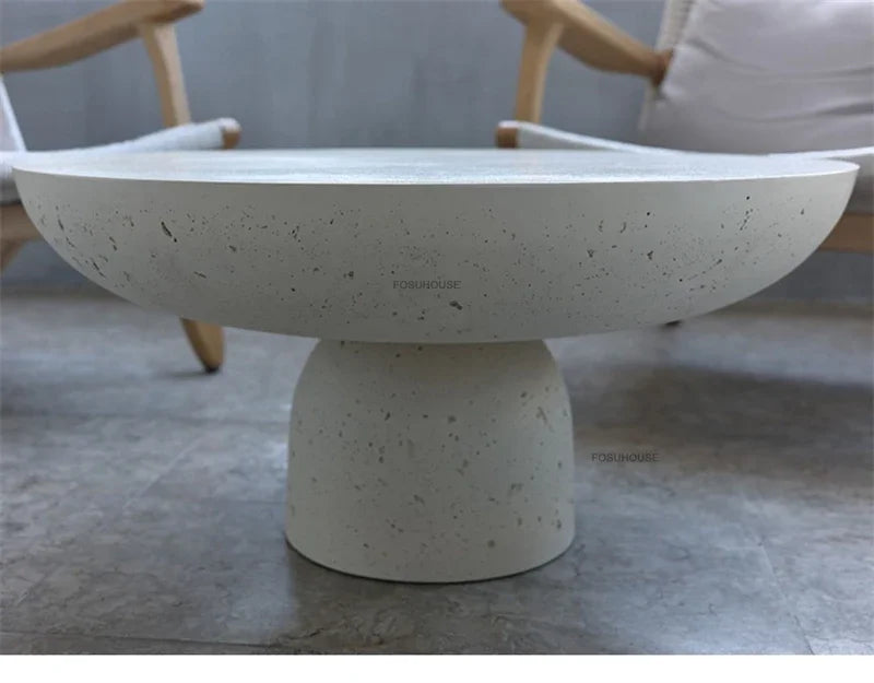 Small Apartment Stone Round Side Tables Wabi-sabi Style Cement Coffee Tables Designer Medieval Style Tea Table Home Furniture
