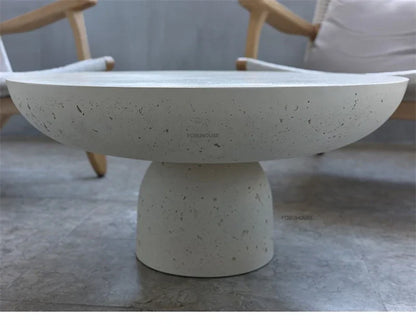 Small Apartment Stone Round Side Tables Wabi-sabi Style Cement Coffee Tables Designer Medieval Style Tea Table Home Furniture