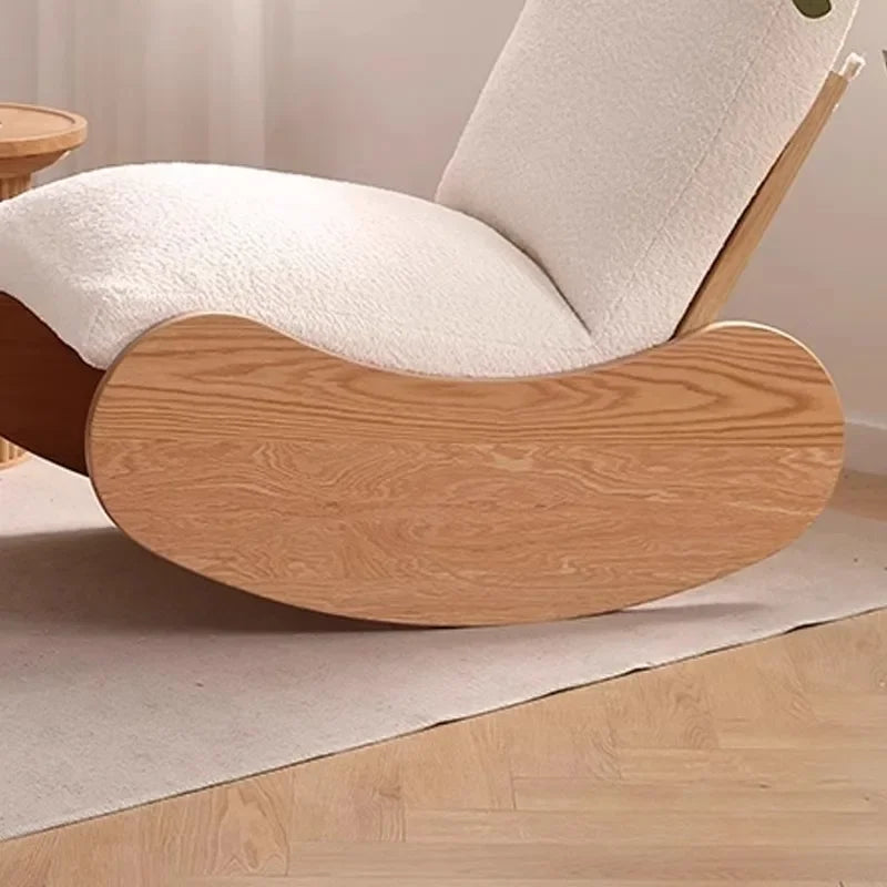 Log wind small apartment living room lazy chair cream wind solid wood leisure chair