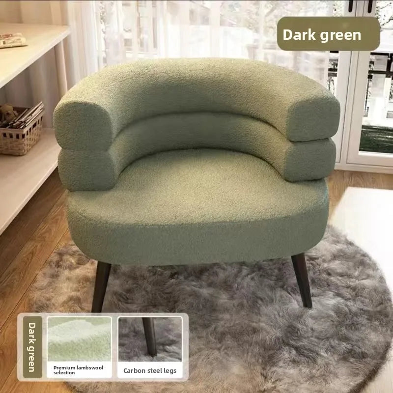 Bohemian Fluffy Accent Chair Modern Lamb Wool Lounge Chaise Plush Single Sofa for Small Space  Luxury Vanity Stool for Bedroom