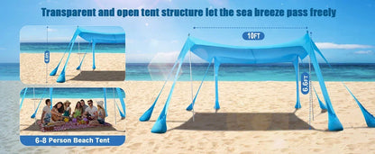 New Lycra Camping Sun Shelter UPF50+ Pop Up Beach Tent Outdoor Shade Beach Canopy for Camping Fishing Backyard Fun or Picnics
