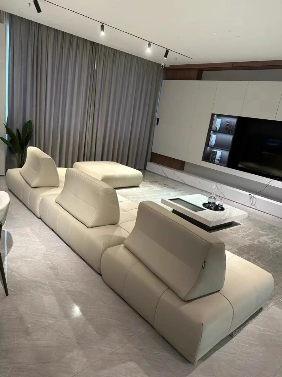 BJ Italian Minimalist Living Room Sofa Designer Tofu Block Free Lazy Module Combination Leather Art Large Sofa Bedroom Sofa