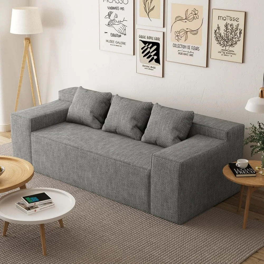 Modular Sectional Sofa, Corduroy Lounge Sofa with Movable Cushions, Modular Couch for  Living Room, Bedroom, Apartment