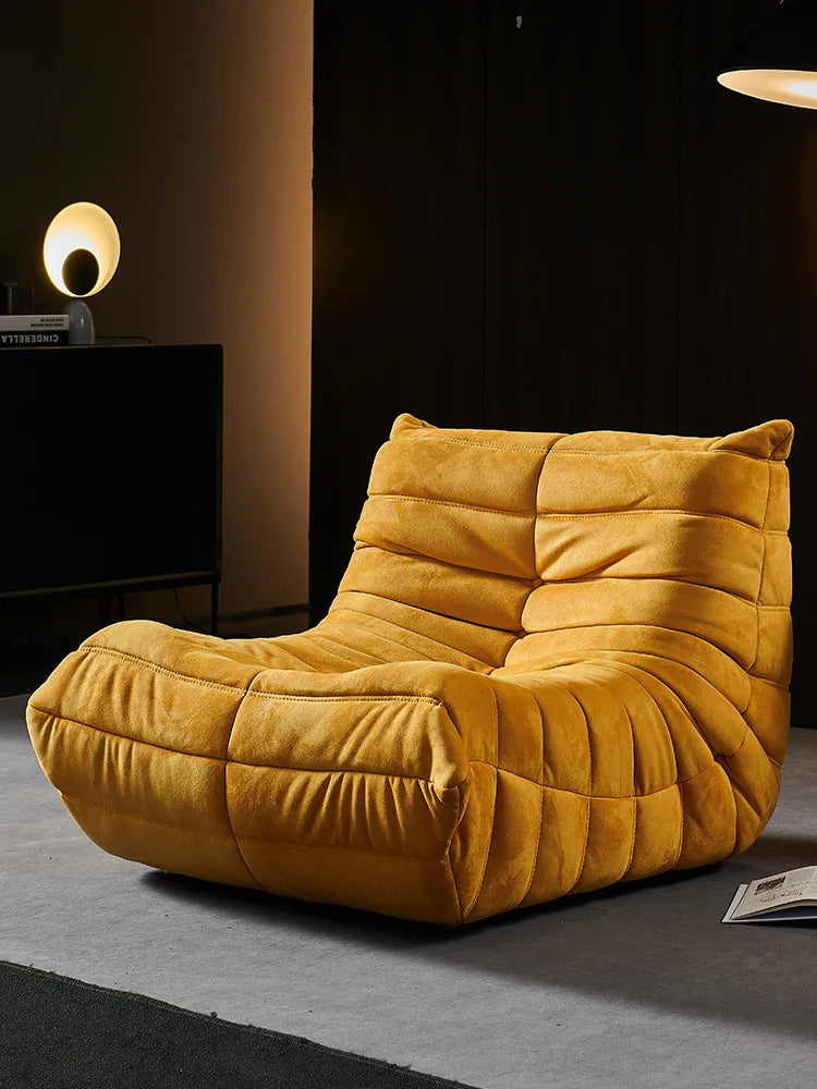 Nordic flannel leather art single and double lazy sofa, caterpillar art small apartment balcony simple leisure reclining chair