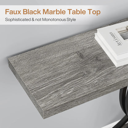 Tribesigns Gold Entryway Table, Modern 39-Inch Console Faux Marble Narrow Wood Sofa with Geometric Metal Legs