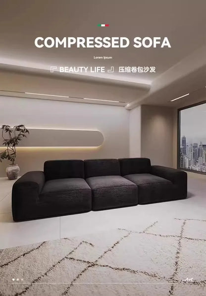 Simple Style Vacuum Compression Living Room Sofa Light Luxury Furniture Corduroy Sponge Filling Multi-Person Sofa Customization