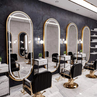 Golden Frame Beauty Salon Lighted Mirror LED Mirror Dresser Decorative Wall Mounted Illuminated Salon Wall Mirror