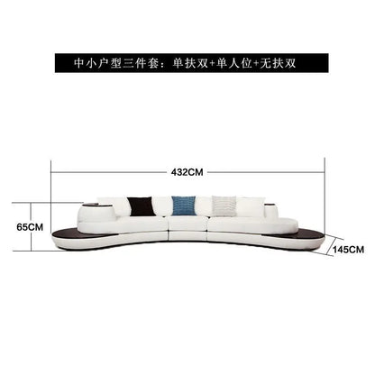 Combinaison de canapés en cuir courbés créatifs, style luxe léger, pour salon, appartement de petite et moyenne taille, moderne et simple