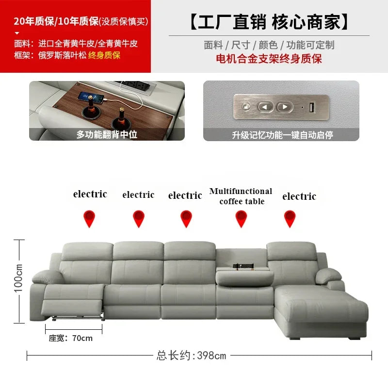 Italian Genuine Leather Sofas Luxury Recliner Designer Floor Lounge Sofa Sectionals Modern Woonkamerbanken Home Furniture