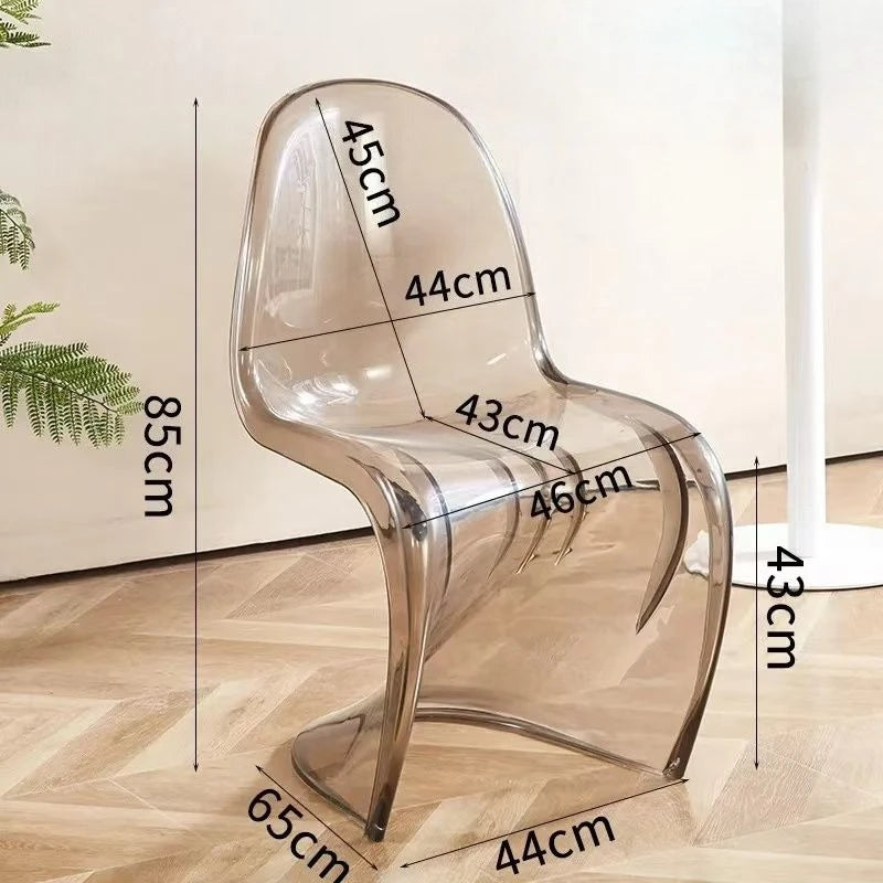 Panton Chair: Artistic Light Luxury Popular Transparent Plastic Chair Nordic Modern Minimalist with Backrest Fit for Home Dining