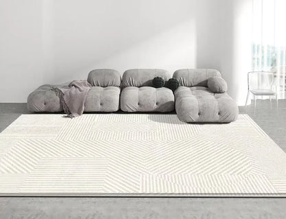 Modern White Minimalism Large Living Room Carpet Light Luxury Beige Decoration Bedroom Carpet Soft Lounge Rug Washable Floor Mat