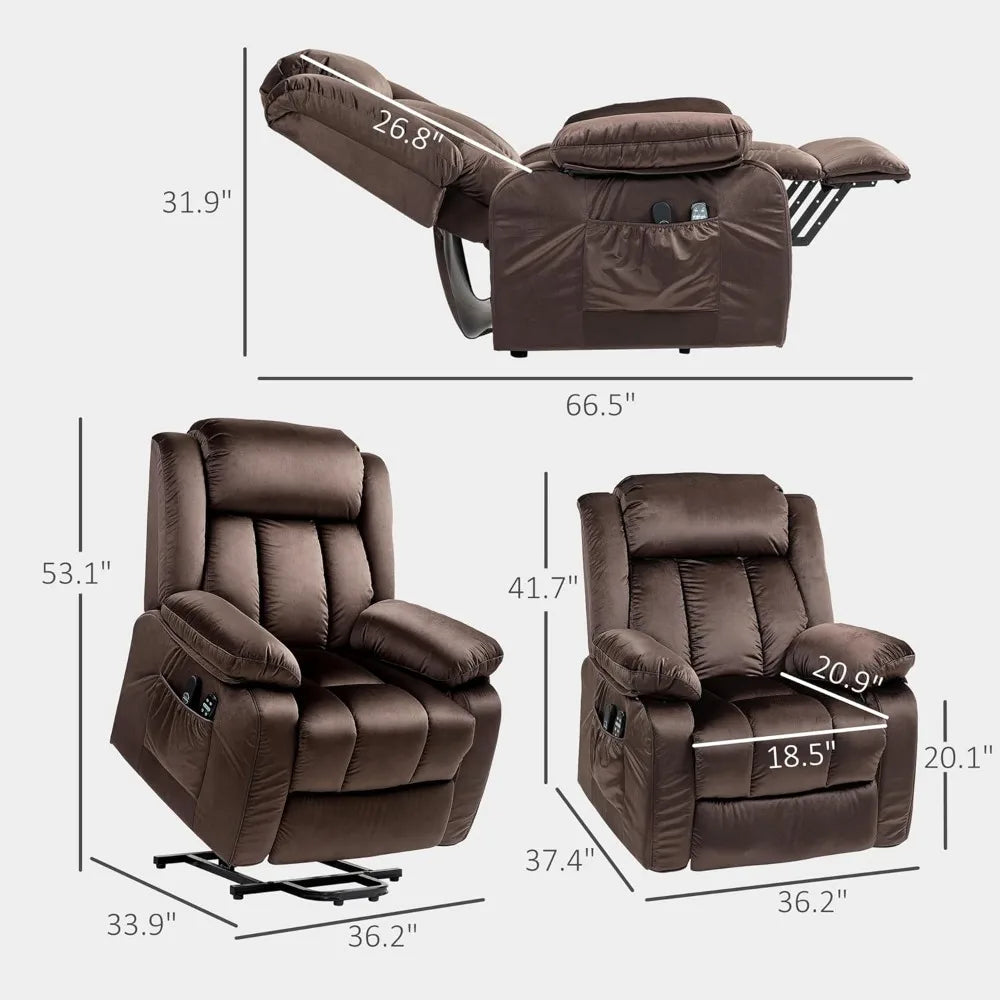 Power Lift Recliner Chair for Elderly with Massage and Heat, Electric Lift Chair with USB Ports, Side Pockets, 35 Wide Base