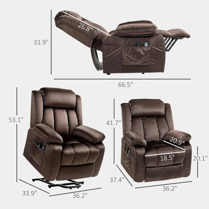 Power Lift Recliner Chair for Elderly with Massage and Heat, Electric Lift Chair with USB Ports, Side Pockets, 35 Wide Base