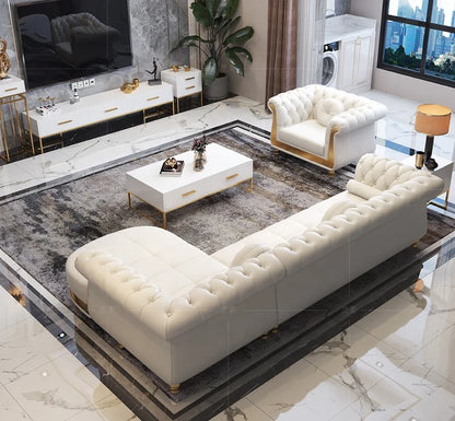 New Design Modern Royal Luxury Chesterfield Leather Sofa Set for Home Hotel Living Room Salon Sofa Furniture
