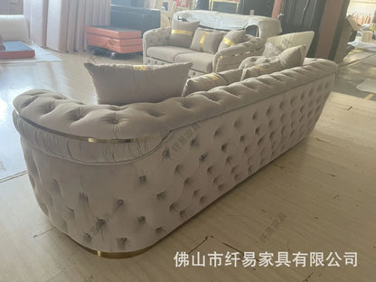 American fabric pull-up sofa, European light luxury velvet living room fashion simple straight sofa combination factory