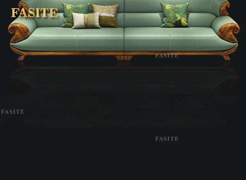Leather sofa combination first layer cowhide modern new Chinese living room solid wood sofa furniture