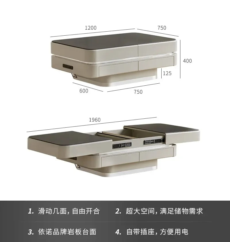 Simple Coffee Table Living Room Tea Table Light Luxury Modern High-Grade Small Apartment Retractable Storage Organizer Tea Table