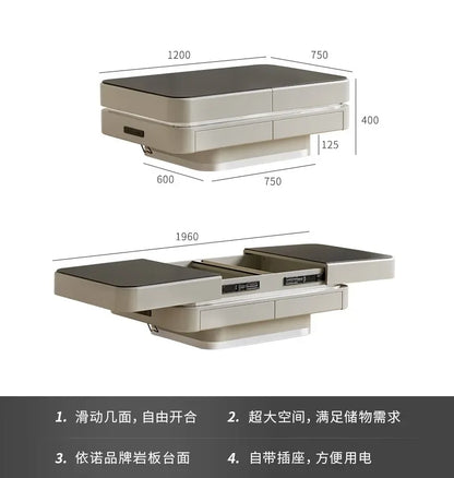 Simple Coffee Table Living Room Tea Table Light Luxury Modern High-Grade Small Apartment Retractable Storage Organizer Tea Table