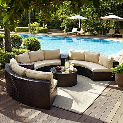 Outdoor rattan sofa combination living room rattan chair sofa outdoor rattan sofa courtyard balcony leisure