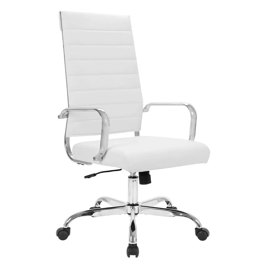 Home Office Chair Ribbed Leather High Back Executive Swivel Computer Desk Chairs with Wheels and Armrests Soft Padded Adjustable