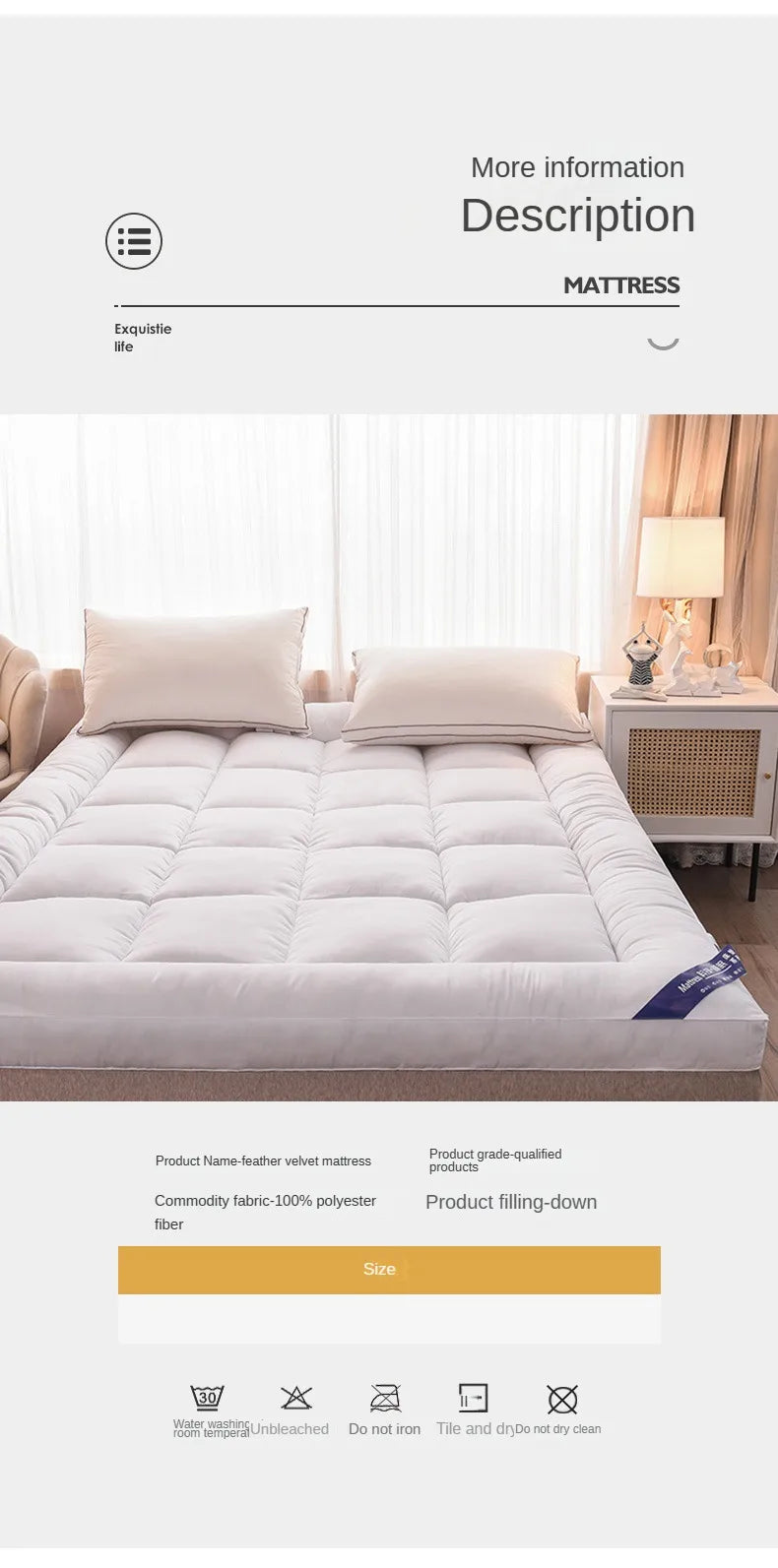 Queen Mattress Topper for Body Pain Relief, 1000 GSM Extra Thick Mattress Pad Cover with Elastic Pocket, 7D fiber Bed Topper