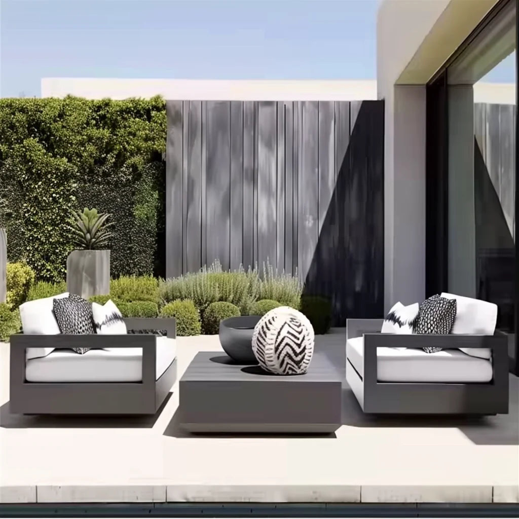 Outdoor Aluminum Alloy Sofa Courtyard Outdoor Waterproof Sunscreen Sofa Chair Combination Garden Sofa Furniture