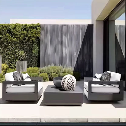 Outdoor Aluminum Alloy Sofa Courtyard Outdoor Waterproof Sunscreen Sofa Chair Combination Garden Sofa Furniture