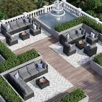 7 Piece Patio Furniture Set Wicker Rattan Patio Sectional Sofa Set Outdoor Seating Furniture with ThickenedCushion, Grey