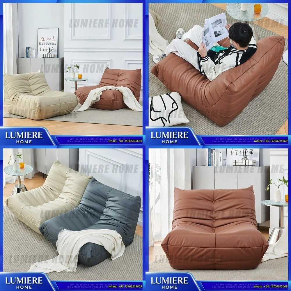 Bean Bag Sofa Single Person Lazy Couch Luxury Creative Designer Lounge Chair for Living Room Bedroom Caterpillar Style Soft