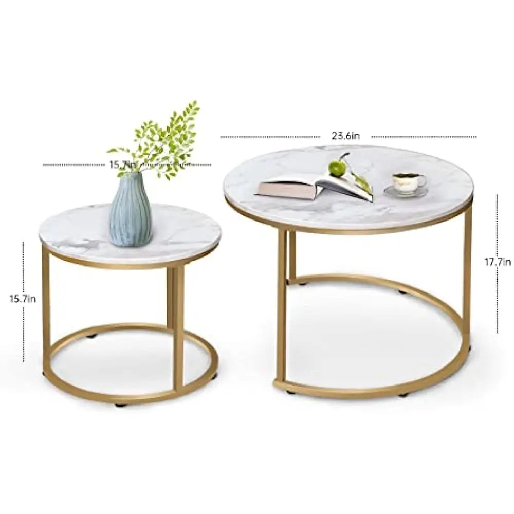 Coffee Tables, Round Nesting Tables Set of 2,Tables, Stacking Nesting Tables for Living Room, Circle Coffee Tables, Side Tables