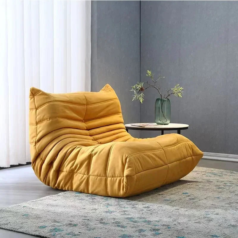 Caterpillar Lazy Sofa for Bedroom, Flannel Fabric, Small Unit Living Room, Leisure Chair, Netting Red, Modern Single Person Sofa
