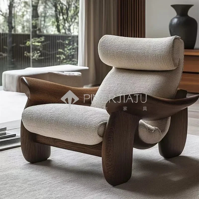 Designer Art Aesthetics Solid Wood Sofa Chair Medieval Homestay Club Sales Department Light Luxury Leisure Chair