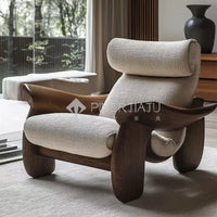Designer Art Aesthetics Solid Wood Sofa Chair Medieval Homestay Club Sales Department Light Luxury Leisure Chair