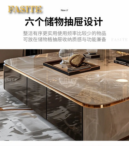 LightLuxury Coffee Table Living Room Home High-end Rectangular Luxury Stone Tea Table New High-end Villa Large Flat Coffee Table