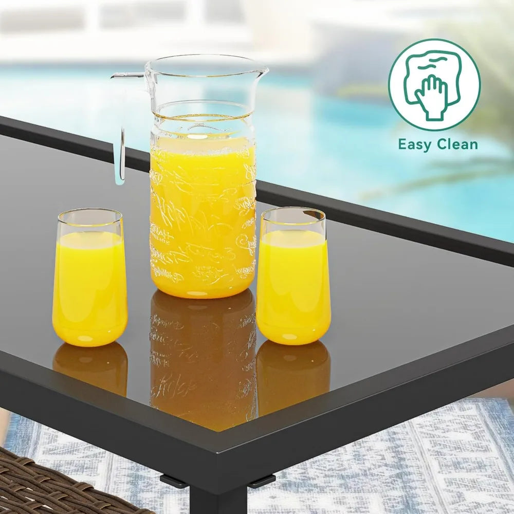 4-Piece Patio Furniture Wicker Outdoor Bistro Set, All-Weather Rattan Conversation Loveseat Chairs for Backyard, Balcony and De